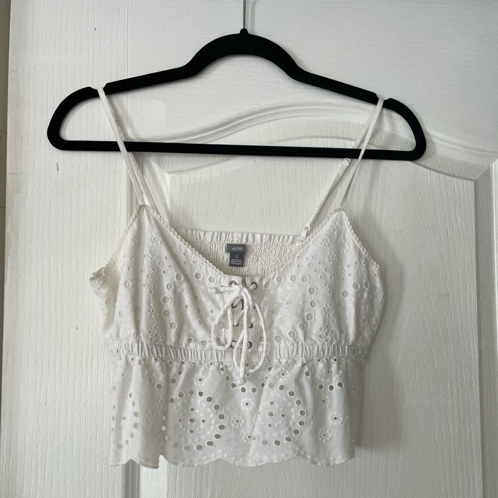 Aerie cropped eyelet tank